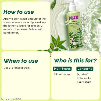 PLIX Neem Anti-Dandruff Advanced Shampoo with Salicylic Acid & Piroctone Olamine – Reduces Dandruff, Itchy & Flaky Scalp (All Hair Types)
